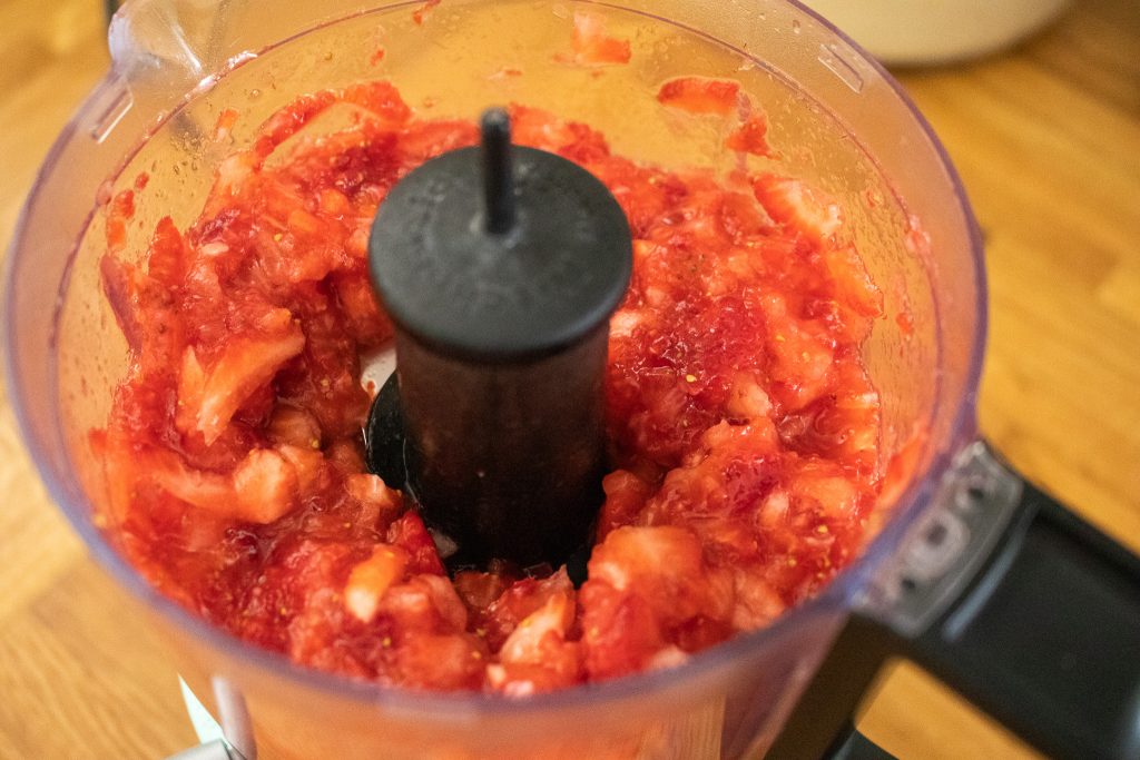 fresh strawberries blended down into puree
